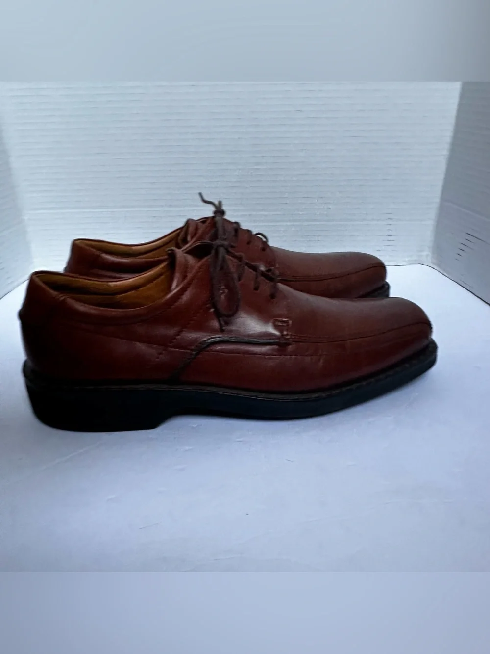 Ecco Men’s Whiskey Brown Holton Apron Toe Derby Dress Shoes- Size 44/US 10/10.5